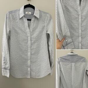 Vineyard Vines Preppy Coastal Blue & White Stripe Button Down Boxy Shirt‎ 4